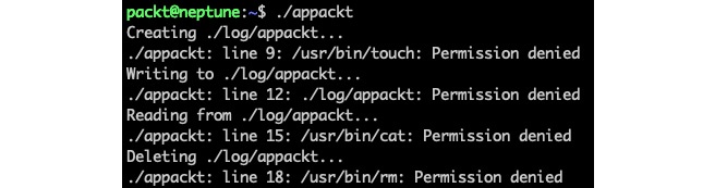 Первый запуск appackt с ограниченным AppArmor