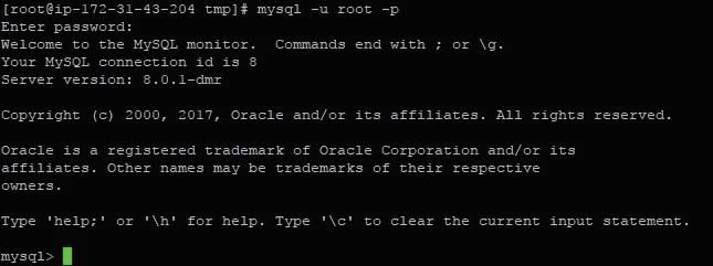 подключение к MySQL - команда